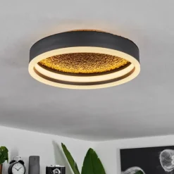 Lampes Dorées-hofstein Plafonnier Guine LED Or, Noir, 1 lumière