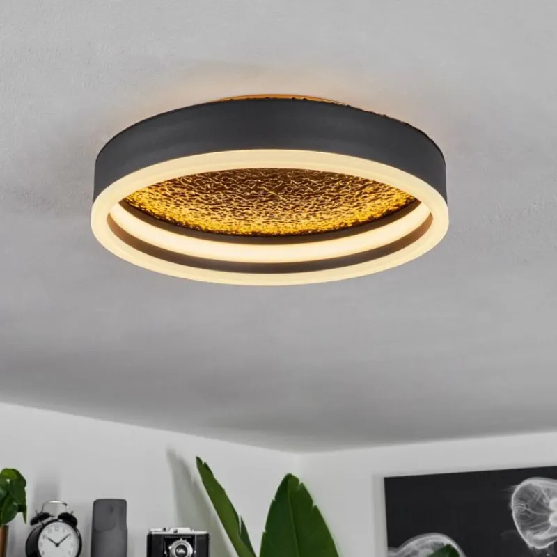 Lampes Dorées-hofstein Plafonnier Guine LED Or, Noir, 1 lumière