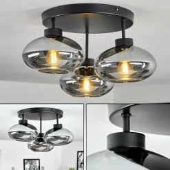 Suspension Verre Fumé-hofstein Plafonnier Haikala Fumé, 3 lumières