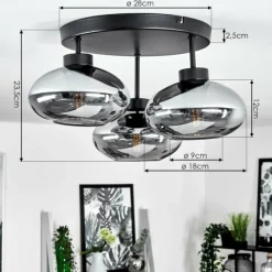 Suspension Verre Fumé-hofstein Plafonnier Haikala Fumé, 3 lumières