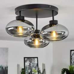 Suspension Verre Fumé-hofstein Plafonnier Haikala Fumé, 3 lumières