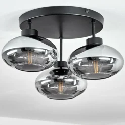 Suspension Verre Fumé-hofstein Plafonnier Haikala Fumé, 3 lumières