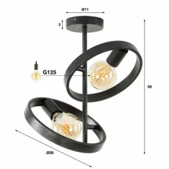 hofstein Plafonnier Hover Anthracite, 2 lumières* Plafonniers