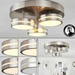 hofstein Plafonnier Huallilemu LED Nickel mat, 3 lumières