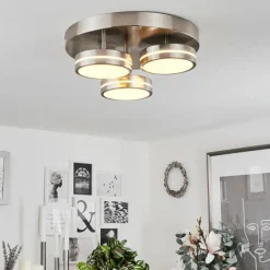 hofstein Plafonnier Huallilemu LED Nickel mat, 3 lumières