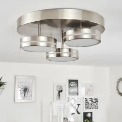 hofstein Plafonnier Huallilemu LED Nickel mat, 3 lumières