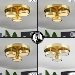hofstein Plafonnier Huallilemu LED Laiton, 3 lumières