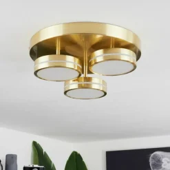 hofstein Plafonnier Huallilemu LED Laiton, 3 lumières