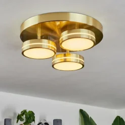 hofstein Plafonnier Huallilemu LED Laiton, 3 lumières