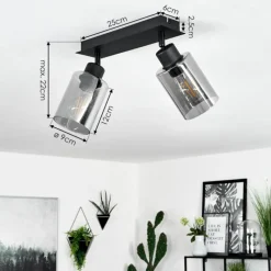 hofstein Plafonnier Hunouri Noir, 2 lumières