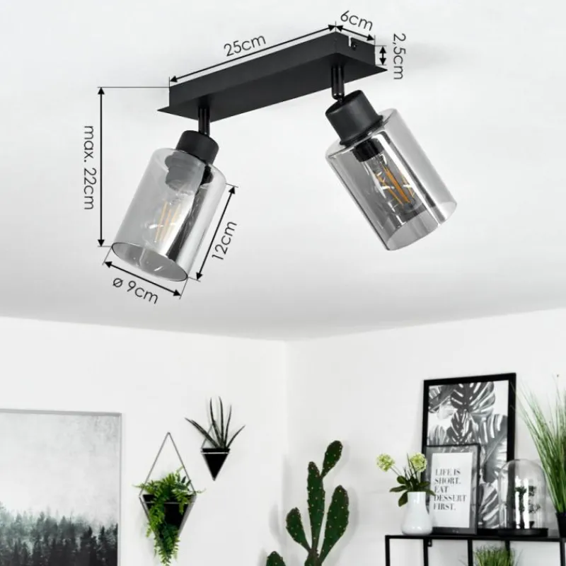 hofstein Plafonnier Hunouri Noir, 2 lumières