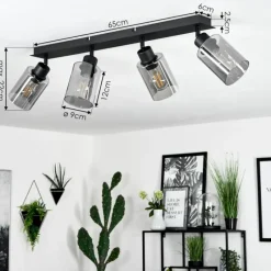 hofstein Plafonnier Hunouri Noir, 4 lumières