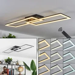 hofstein Plafonnier Hyacinthe LED Noir, 1 lumière, Télécommandes