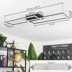 hofstein Plafonnier Hyacinthe LED Noir, 1 lumière, Télécommandes