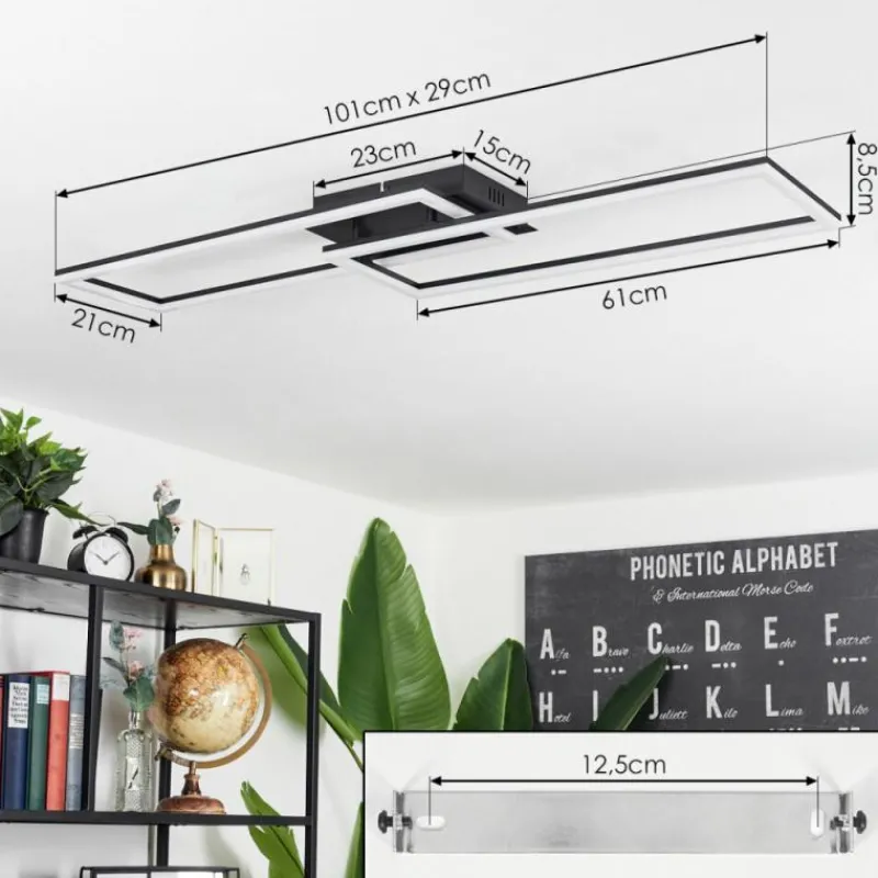 hofstein Plafonnier Hyacinthe LED Noir, 1 lumière, Télécommandes
