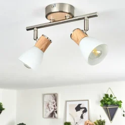 hofstein Plafonnier Icalma Écru, Nickel mat, 2 lumières