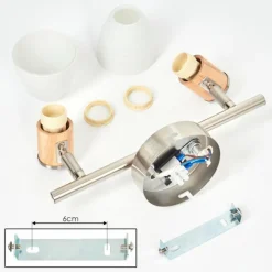 hofstein Plafonnier Icalma Écru, Nickel mat, 2 lumières