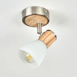 Lampes En Bois-hofstein Plafonnier Icalma Écru, Nickel mat, 1 lumière
