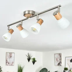 hofstein Plafonnier Icalma Écru, Nickel mat, 4 lumières