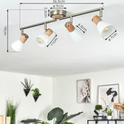 hofstein Plafonnier Icalma Écru, Nickel mat, 4 lumières