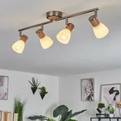 hofstein Plafonnier Icalma Écru, Nickel mat, 4 lumières