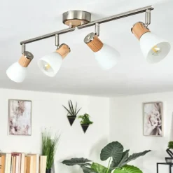 hofstein Plafonnier Icalma Écru, Nickel mat, 4 lumières