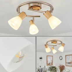 hofstein Plafonnier Icalma Écru, Nickel mat, 3 lumières