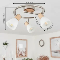 hofstein Plafonnier Icalma Écru, Nickel mat, 3 lumières