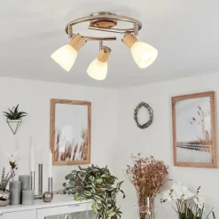 hofstein Plafonnier Icalma Écru, Nickel mat, 3 lumières