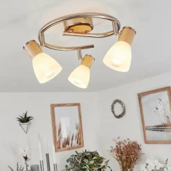 hofstein Plafonnier Icalma Écru, Nickel mat, 3 lumières