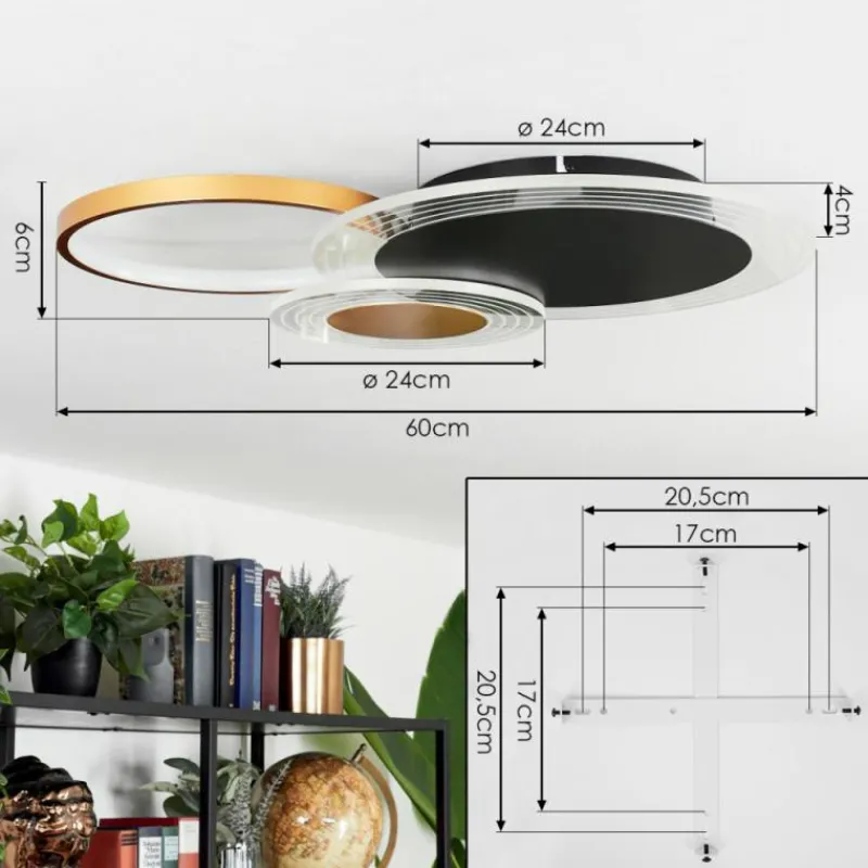 Lampes Dorées-hofstein Plafonnier Ipinco LED Or, Noir, Transparent, 1 lumière, Télécommandes