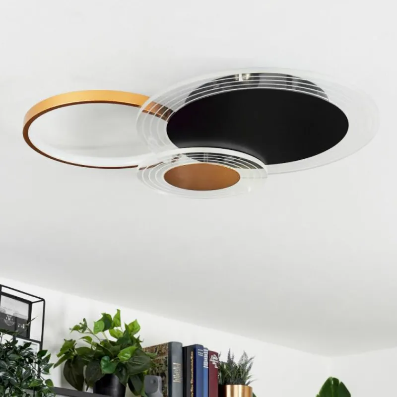 Lampes Dorées-hofstein Plafonnier Ipinco LED Or, Noir, Transparent, 1 lumière, Télécommandes