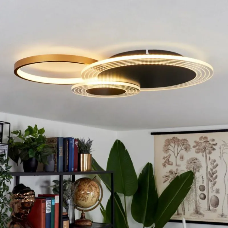 Lampes Dorées-hofstein Plafonnier Ipinco LED Or, Noir, Transparent, 1 lumière, Télécommandes