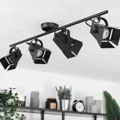 Lampes Industrielles-hofstein Plafonnier Isanay Noir, 4 lumières