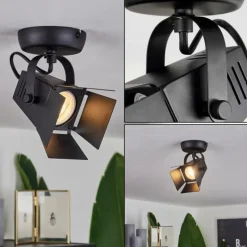 Lampes Industrielles-hofstein Plafonnier Isanay Noir, 1 lumière