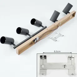 hofstein Plafonnier Javel Anthracite, Couleur bois, 5 lumières