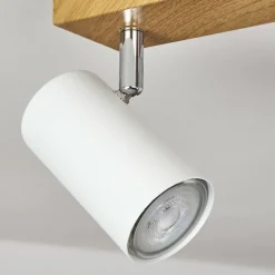 Luminaires Scandinaves-hofstein Plafonnier Javel Brun, Chrome, Couleur bois, 4 lumières