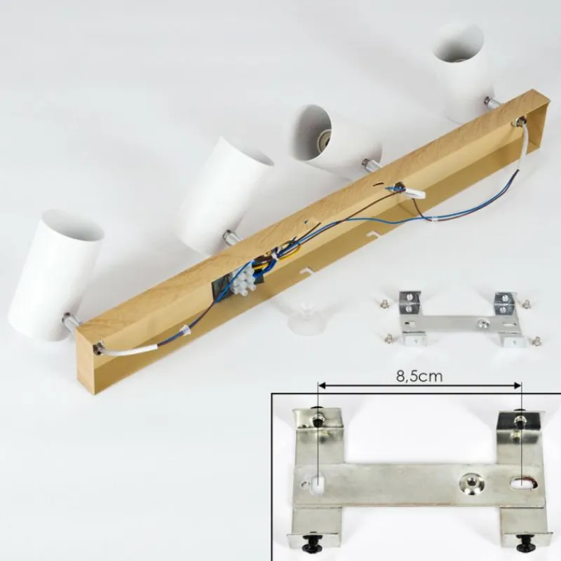 Luminaires Scandinaves-hofstein Plafonnier Javel Brun, Chrome, Couleur bois, 4 lumières