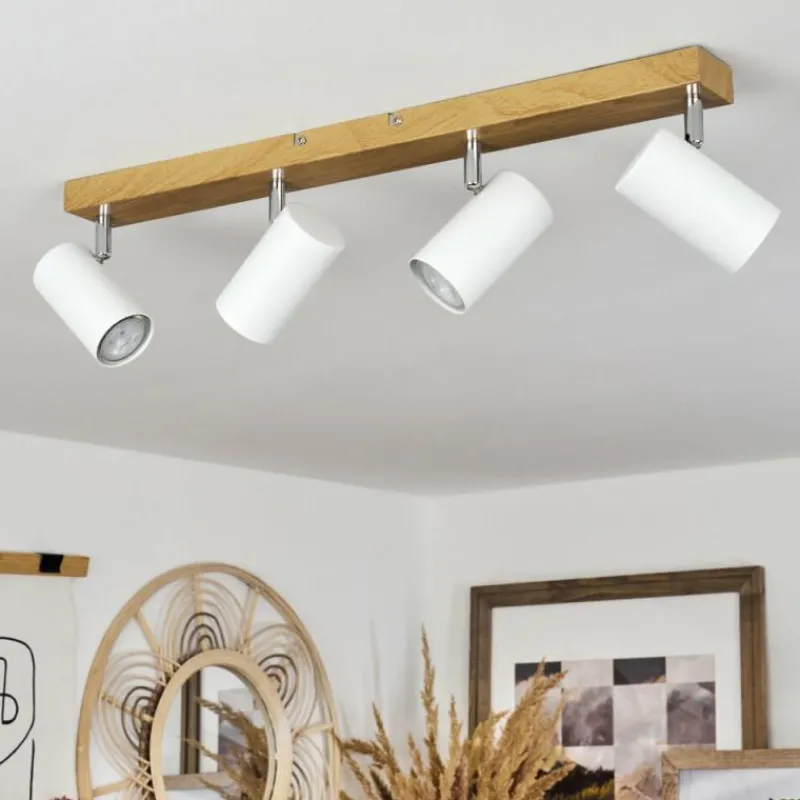 Luminaires Scandinaves-hofstein Plafonnier Javel Brun, Chrome, Couleur bois, 4 lumières