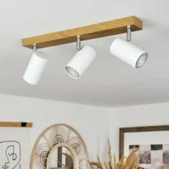 Luminaires Scandinaves-hofstein Plafonnier Javel Brun, Chrome, Couleur bois, 3 lumières