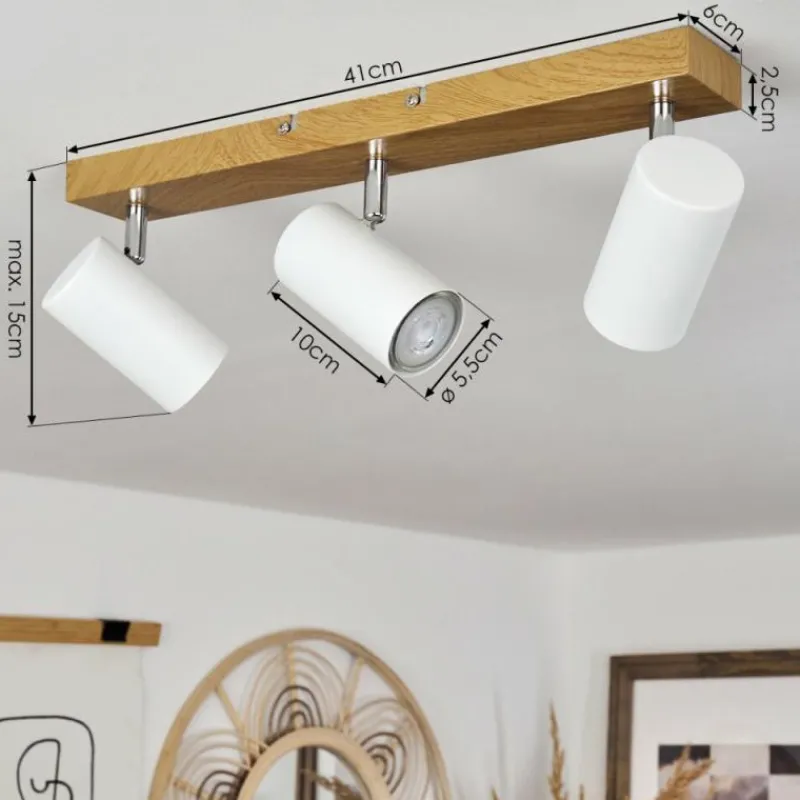 Luminaires Scandinaves-hofstein Plafonnier Javel Brun, Chrome, Couleur bois, 3 lumières