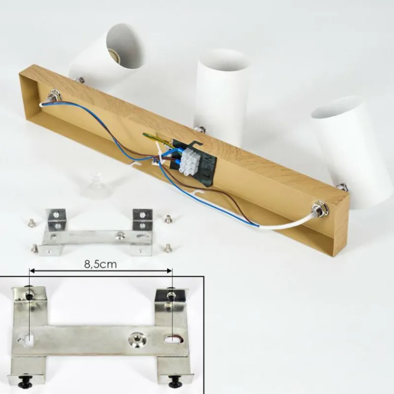 Luminaires Scandinaves-hofstein Plafonnier Javel Brun, Chrome, Couleur bois, 3 lumières