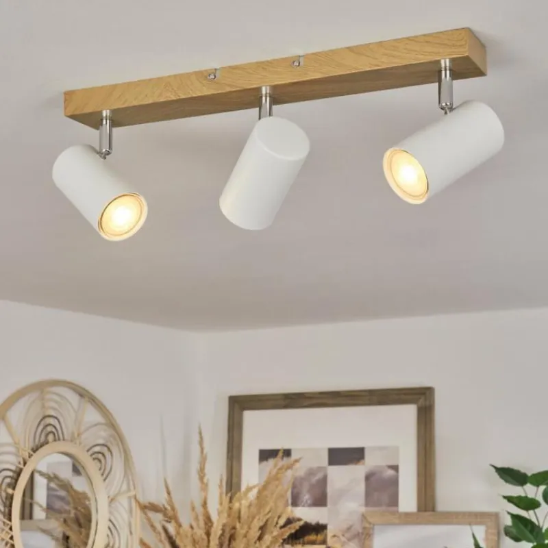 Luminaires Scandinaves-hofstein Plafonnier Javel Brun, Chrome, Couleur bois, 3 lumières