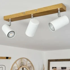 Luminaires Scandinaves-hofstein Plafonnier Javel Brun, Chrome, Couleur bois, 3 lumières