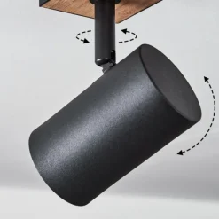 Luminaires Scandinaves-hofstein Plafonnier Javel Brun, Couleur bois, Noir, 2 lumières