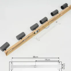 hofstein Plafonnier Javel Brun, Gris, Couleur bois, 6 lumières