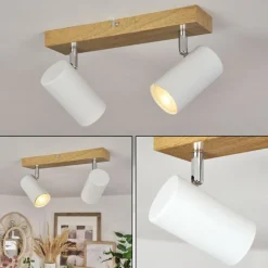 Luminaires Scandinaves-hofstein Plafonnier Javel Chrome, Couleur bois, 2 lumières