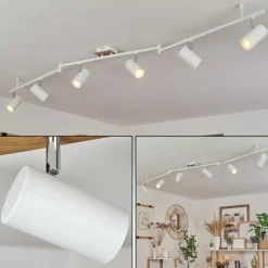 Luminaires Scandinaves-hofstein Plafonnier Javel Chrome, Couleur bois, Blanc, 6 lumières