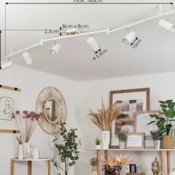 Luminaires Scandinaves-hofstein Plafonnier Javel Chrome, Couleur bois, Blanc, 6 lumières