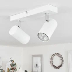 Luminaires Scandinaves-hofstein Plafonnier Javel Chrome, Blanc, 2 lumières